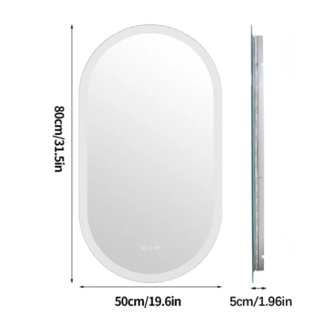 Miroir de salle de bain LED Bianca —  50 x 80 cm — Horizontal ou vertical