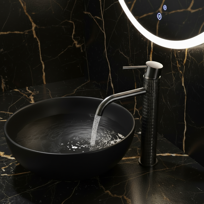 Hoge wastafelkraan Angelica - Gunmetal grey - 30,5 × 5,5 × 19 cm