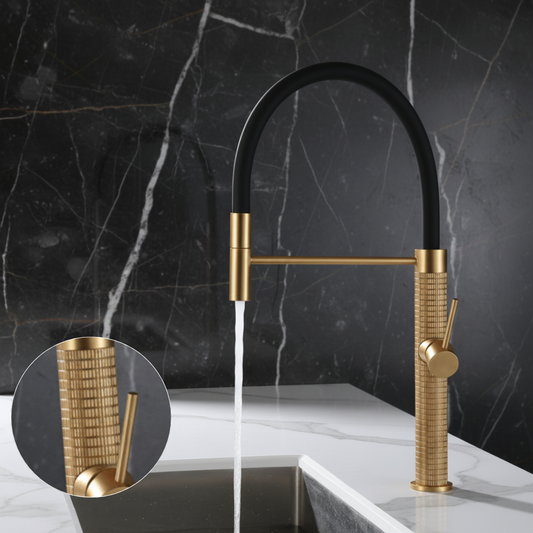 Angelica Semi-Professional Kitchen Tap — Pull-Out Spray — Brushed Gold