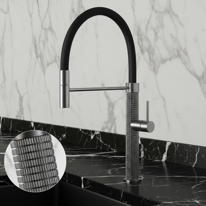 Angelica Semi-Professionele Keukenkraan — Uittrekbare Sproeikop — Gunmetal Grey