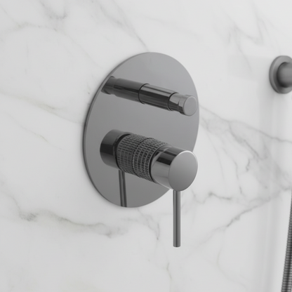 Inbouw Regendoucheset Angelica – Staafhanddouche – Gunmetal grey - Incl. inbouwdeel