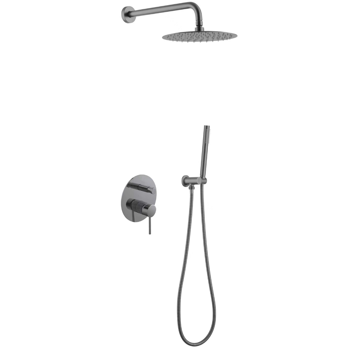 Inbouw Regendoucheset Angelica – Staafhanddouche – Gunmetal grey - Incl. inbouwdeel