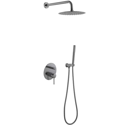 Inbouw Regendoucheset Angelica – Staafhanddouche – Gunmetal grey - Incl. inbouwdeel