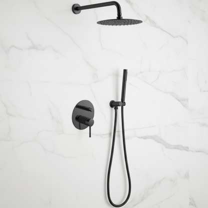 Inbouw Regendoucheset Angelica – Staafhanddouche – Mat zwart - Incl. inbouwdeel