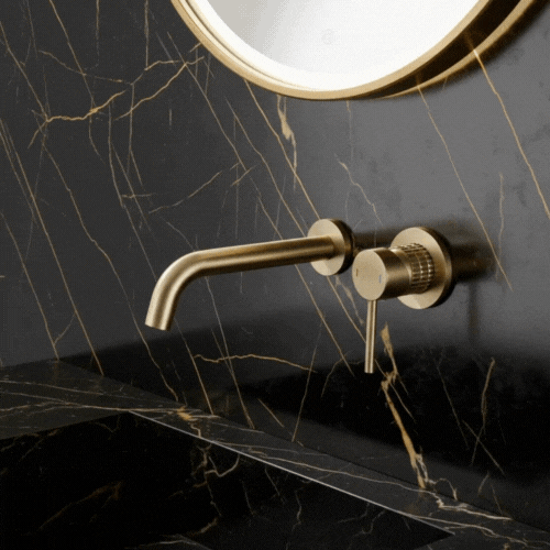 Inbouw wastafelkraan Angelica - Geborsteld goud - Incl. inbouwdeel - 23 × 20.5 × 10 cm