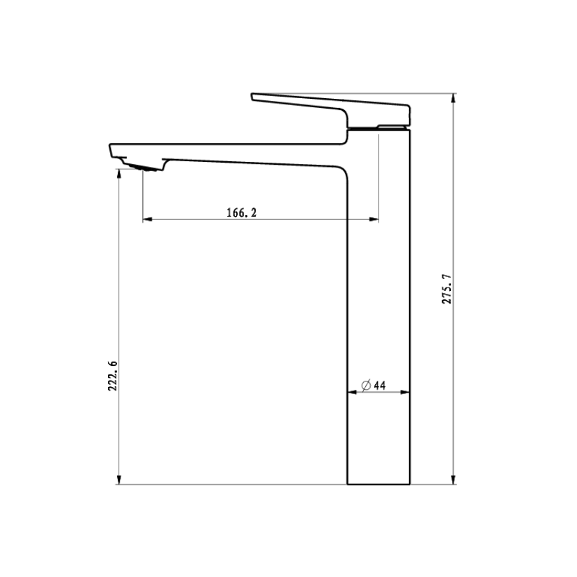 Hoge wastafelkraan Diego  – Chroom- 27,5 × 16,6 × 22,3 cm