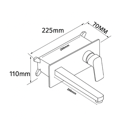 Inbouw wastafelkraan Diego  – Mat zwart - Incl. inbouwdeel - 22,5 × 11 × 20 cm