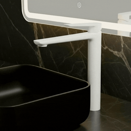 Hoge wastafelkraan Diego  – Mat wit - 27,5 × 16,6 × 22,3 cm