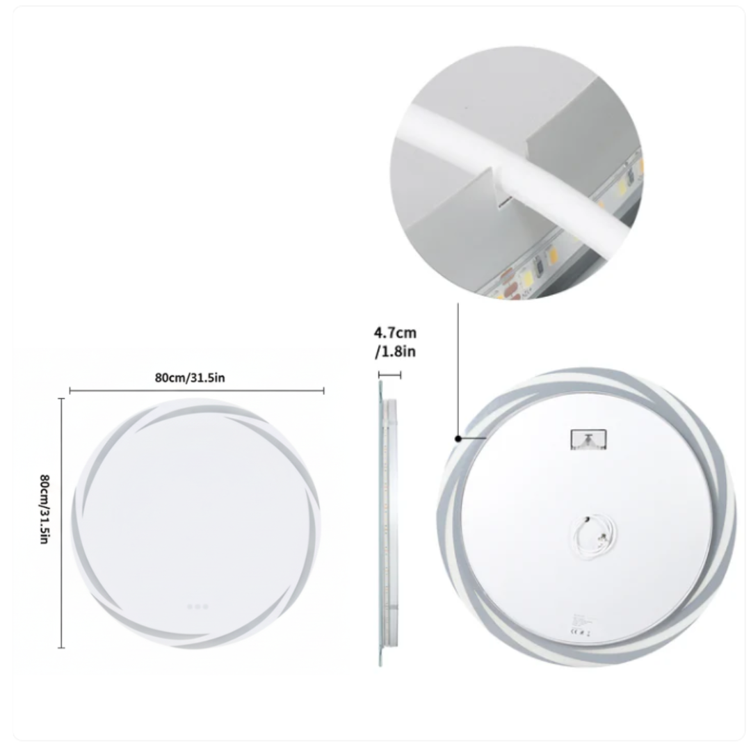 Miroir de salle de bain LED Elena — 80×80 cm