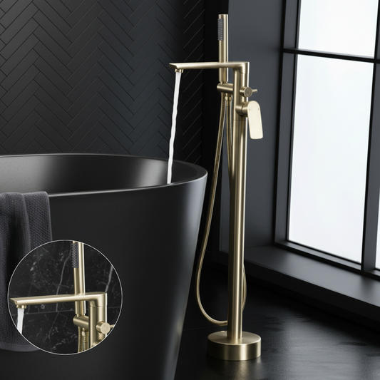 Emilia Freestanding Bath Tap — Brushed Gold