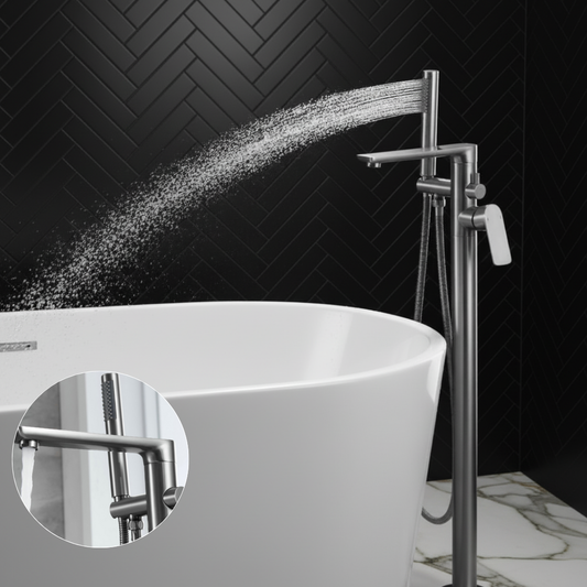 Emilia Freestanding Bath Tap — Gunmetal Grey