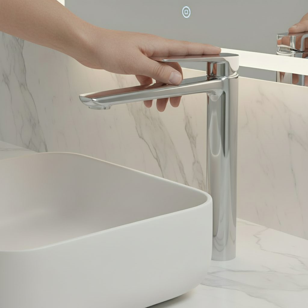 Diego Robinet de lavabo à montage haut — Chrome