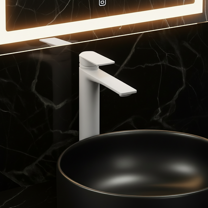 Hoge wastafelkraan Diego  – Mat wit - 27,5 × 16,6 × 22,3 cm