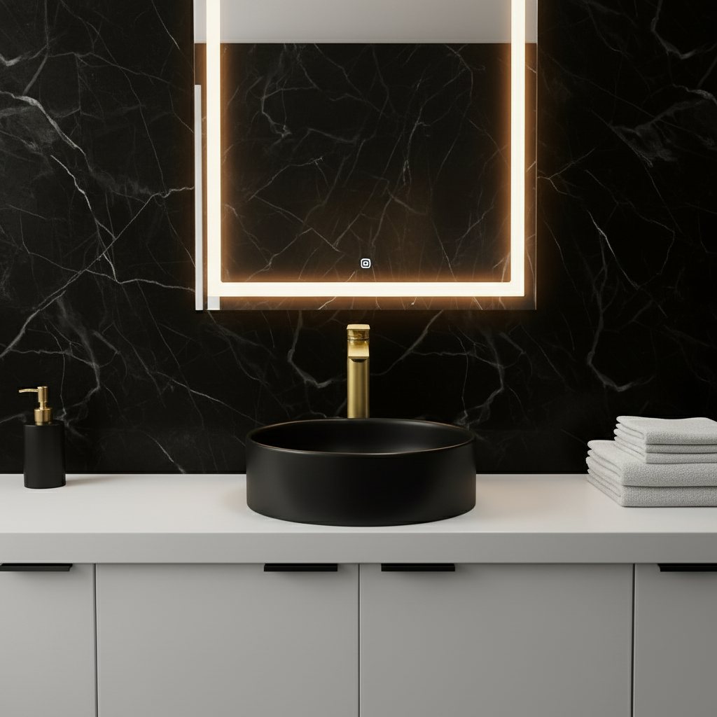 Hoge wastafelkraan Diego  – Geborsteld goud - 27,5 × 16,6 × 22,3 cm