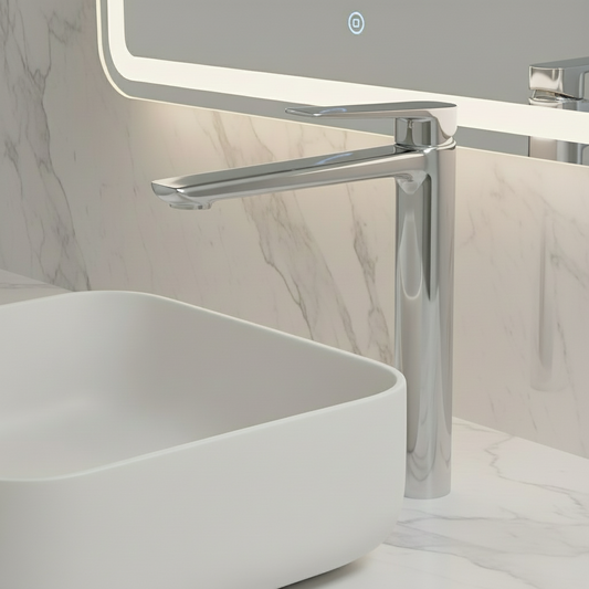 Hoge wastafelkraan Diego  – Chroom- 27,5 × 16,6 × 22,3 cm