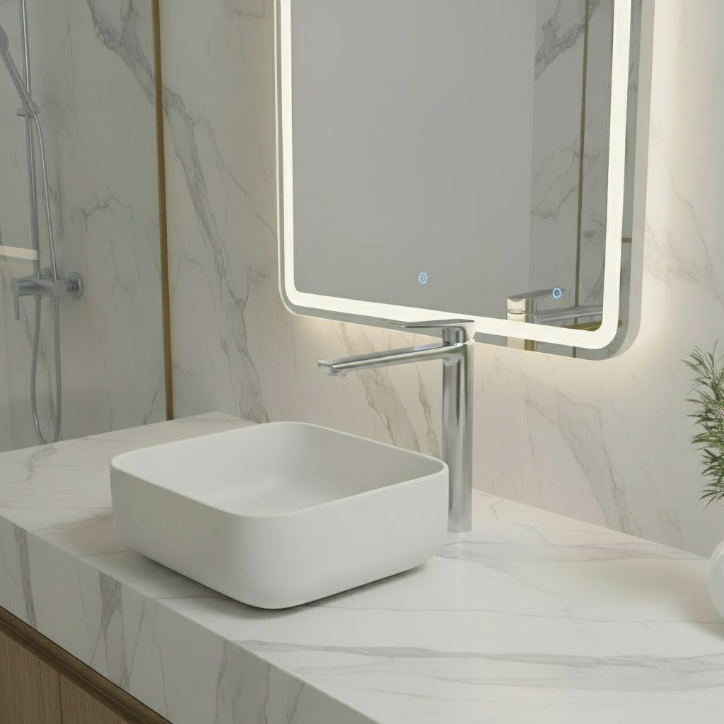 Hoge wastafelkraan Diego  – Chroom- 27,5 × 16,6 × 22,3 cm