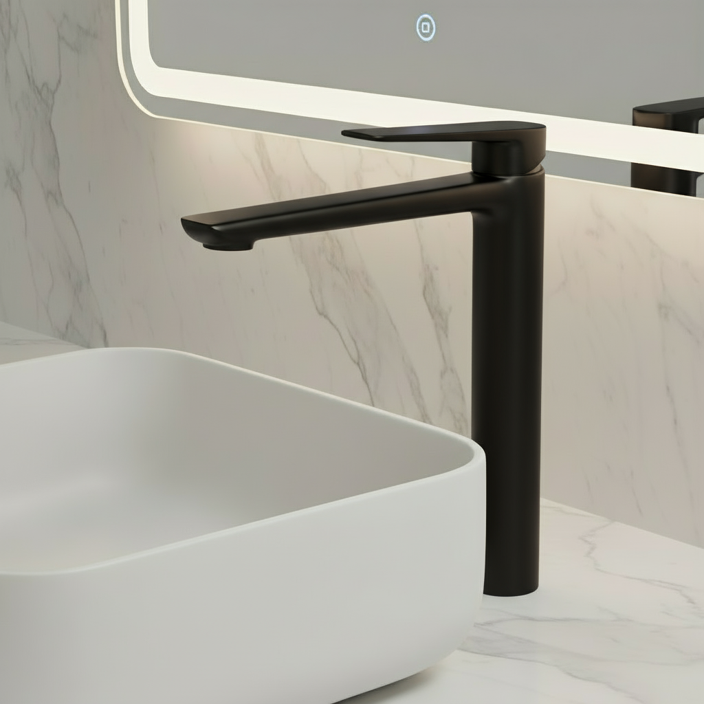 Hoge wastafelkraan Diego  – Mat zwart - 27,5 × 16,6 × 22,3 cm