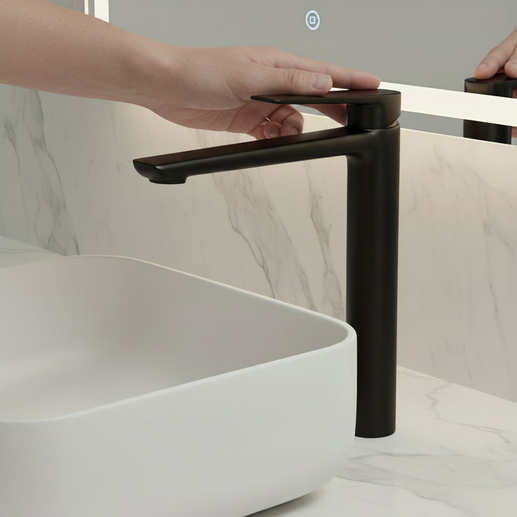 Diego Robinet de lavabo à montage haut — Noir mat