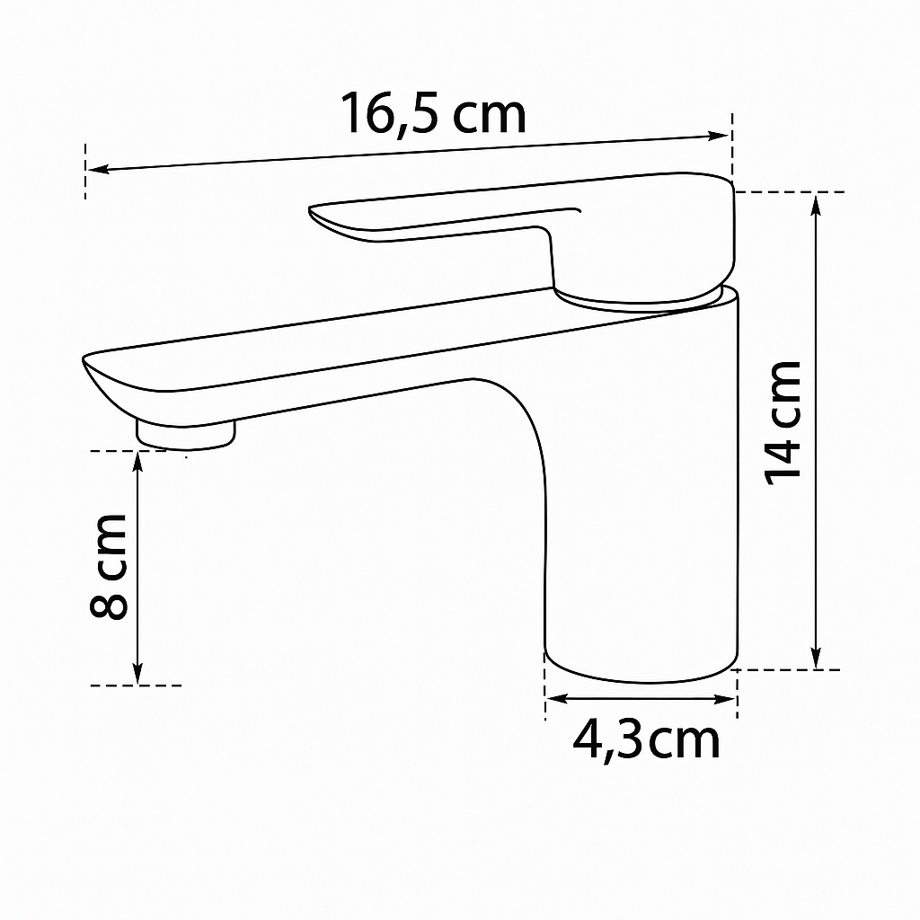 Opbouw wastafelkraan  – Silvio – Gunmetal grey - 14 × 16,5 × 4,3 cm