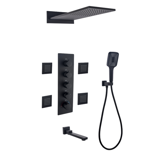 Thermostatische Inbouw Regendoucheset - Giulia - Mat zwart