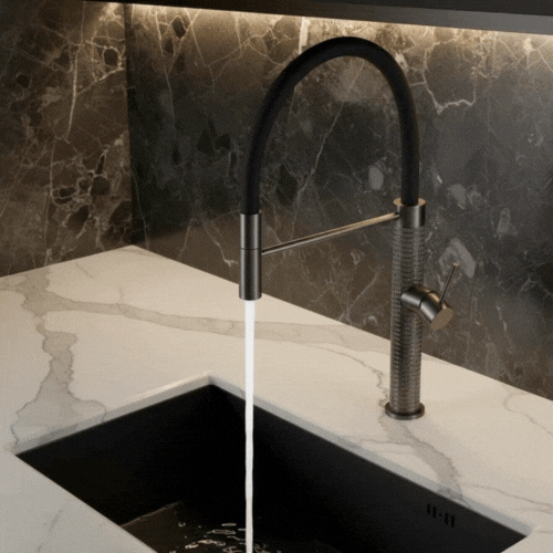 Semi-professionele Keukenkraan Angelica – Uittrekbare Uitloop – Gunmetal Grey - 52.9 × 24.9 × 5.5 cm