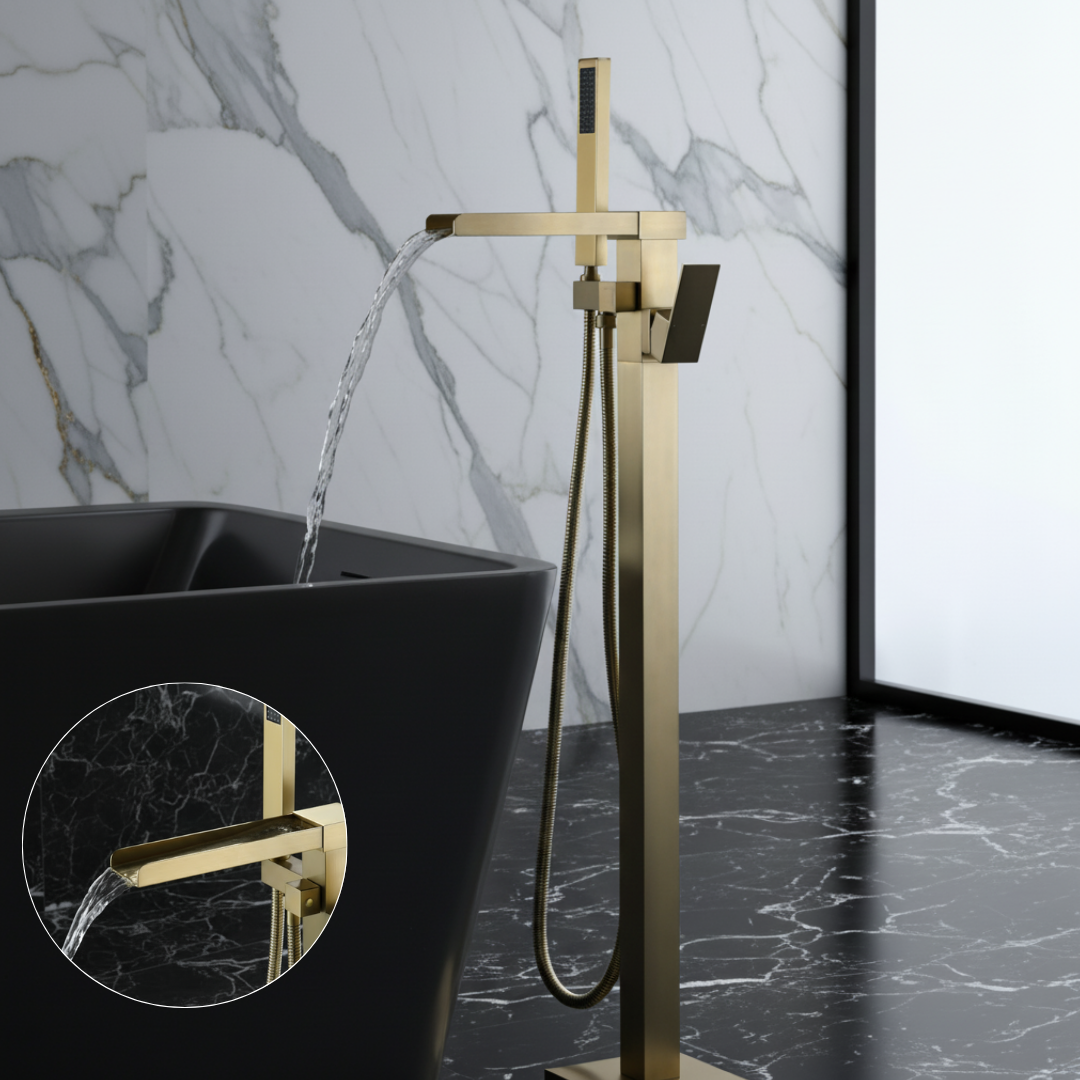 Lisandro Mitigeur de baignoire — Bec cascade — Or brossé