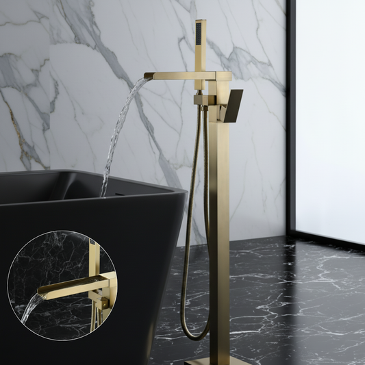 Lisandro Mitigeur de baignoire — Bec cascade — Or brossé