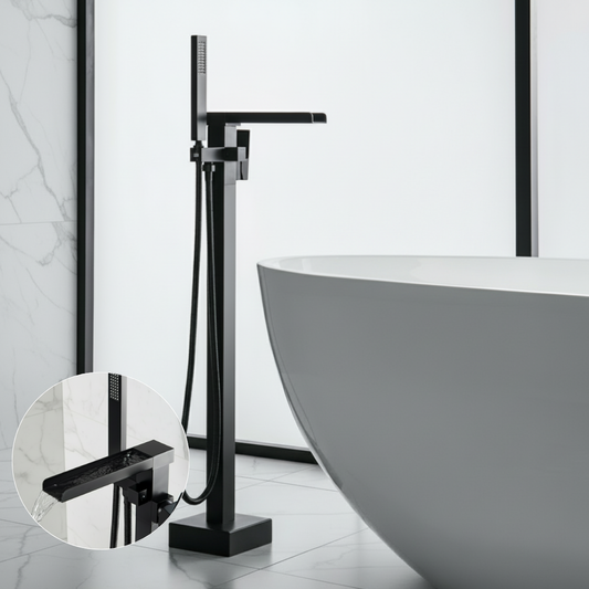 Lisandro Robinet de baignoire indépendant — Bec cascade — Noir mat