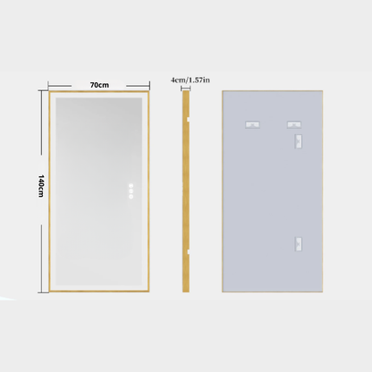 Miroir de salle de bain LED Lorenzo — 140 × 70 cm — Or brossé — Horizontal ou vertical