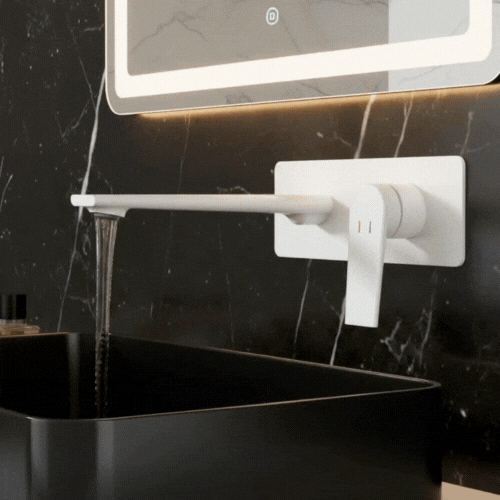 Inbouw wastafelkraan Diego  – Mat wit - Incl. inbouwdeel - 22,5 × 11 × 20 cm