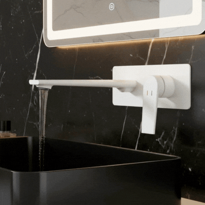 Inbouw wastafelkraan Diego  – Mat wit - Incl. inbouwdeel - 22,5 × 11 × 20 cm