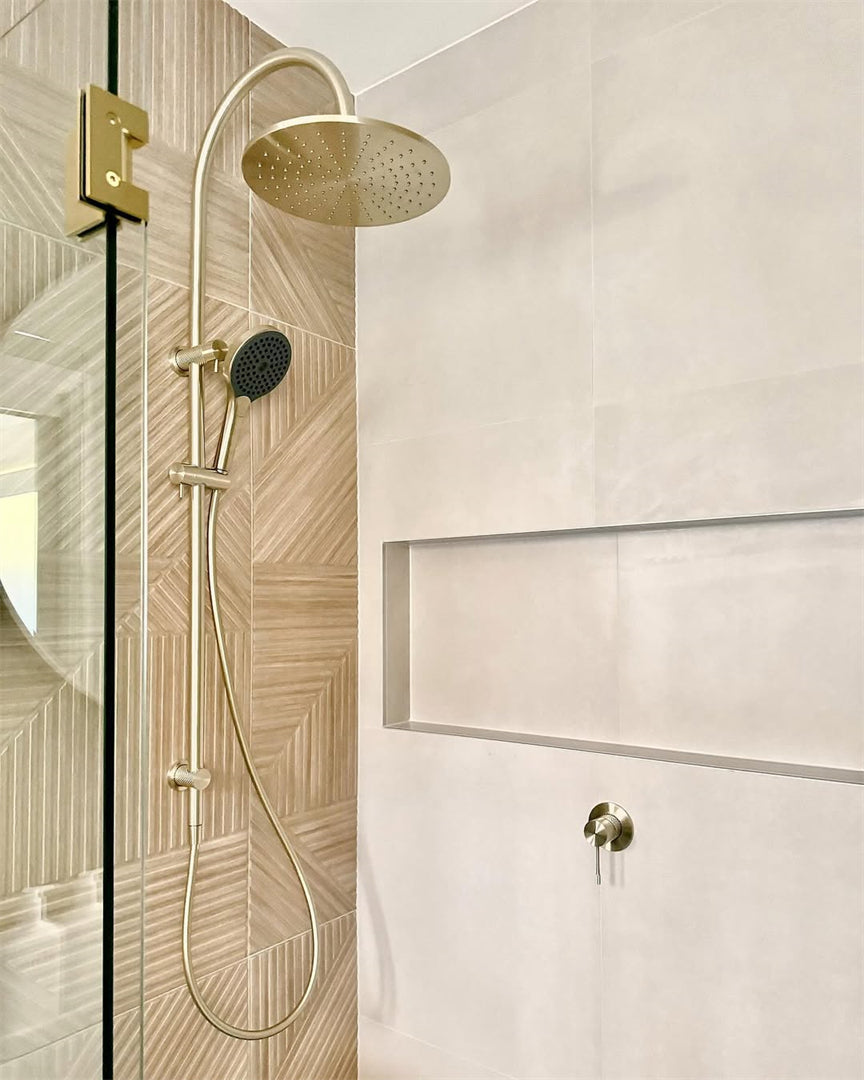 Regendoucheset Valencia – Brushed Gold - Air shower II - Met inbouwmengkraan