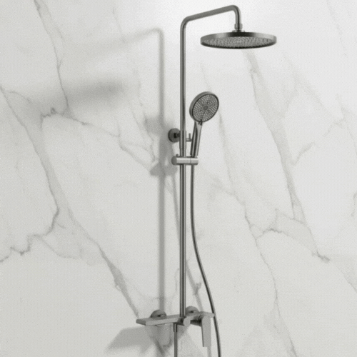 Opbouw regendoucheset Cynthia - Gunmetal grey - 130 × 35 × 25 cm