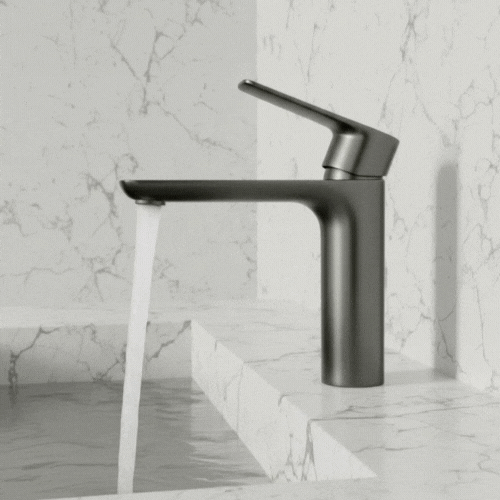 Opbouw wastafelkraan  – Silvio – Gunmetal grey - 14 × 16,5 × 4,3 cm