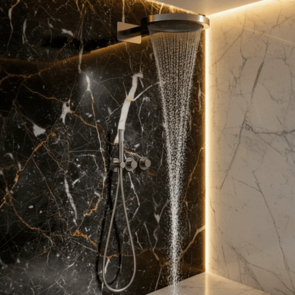 Thermostatische Inbouw Regendoucheset Marino – Digitale display - Waterval & Staafhanddouche – Chroom - Incl. inbouwdeel