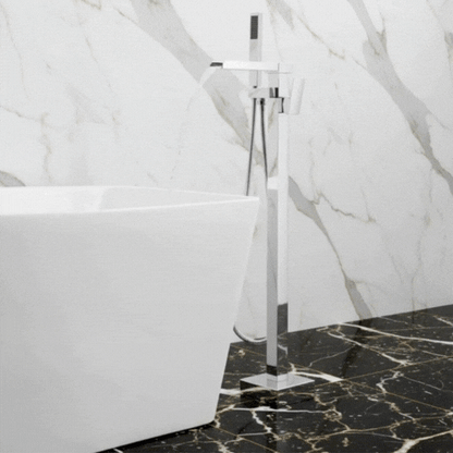 Vrijstaande Badkraan Lisandro – Watervaluitloop –  Chroom- 87 × 22 × 15 cm