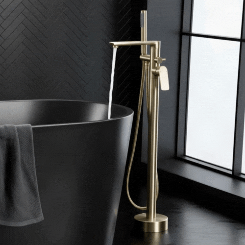 Vrijstaande badkraan Emilia - Geborsteld goud - 88 × 22 × 16 cm