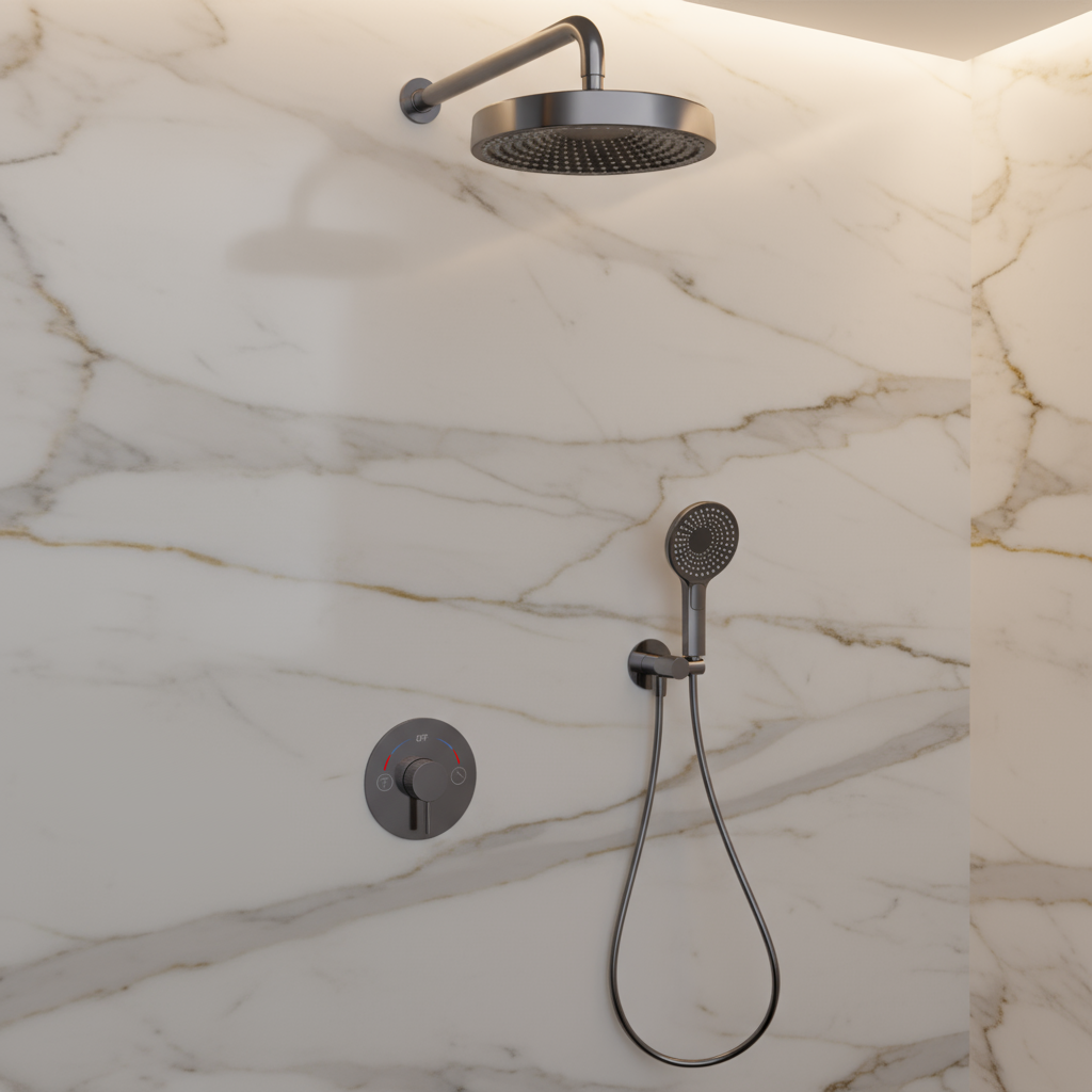 Inbouw Regendoucheset Amalia - Gunmetal grey - Incl. inbouwdeel