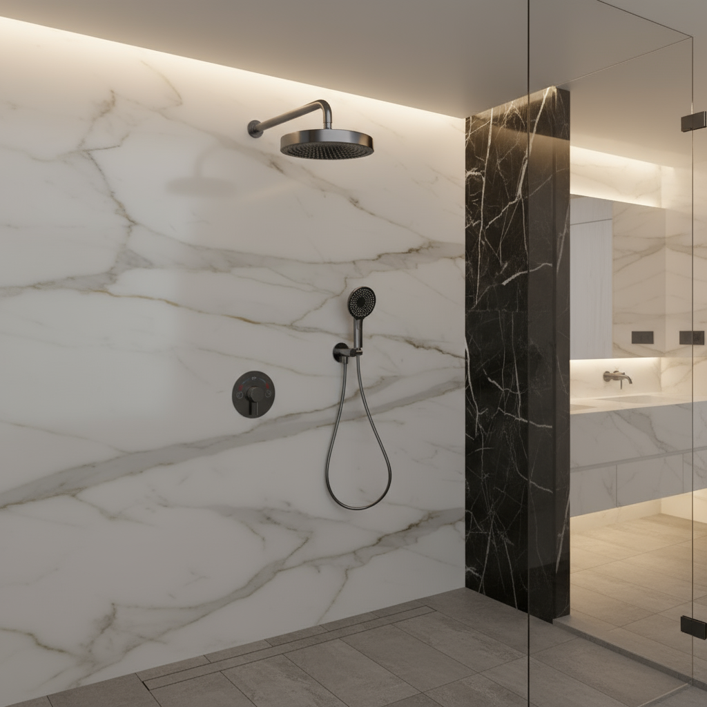 Inbouw Regendoucheset Amalia - Gunmetal grey - Incl. inbouwdeel