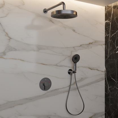 Inbouw Regendoucheset Amalia - Gunmetal grey - Incl. inbouwdeel