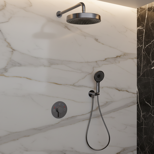 Amalia Inbouwdouchesysteem – Regen- en handdouche – Gunmetal Grey