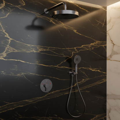 Inbouw Regendoucheset Amalia - Gunmetal grey - Incl. inbouwdeel