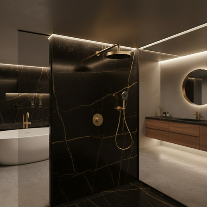 Inbouw Regendoucheset Amalia - Geborsteld goud - Incl. inbouwdeel