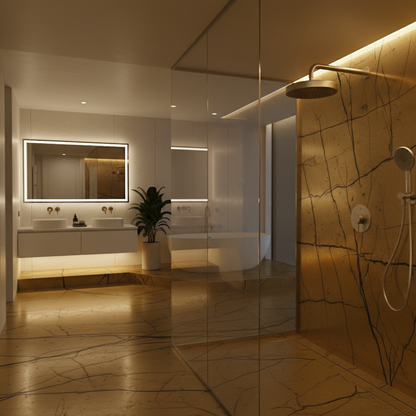 Inbouw Regendoucheset Amalia - Geborsteld goud - Incl. inbouwdeel