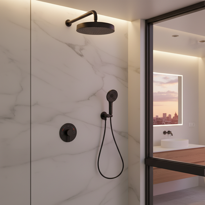 Inbouw Regendoucheset Amalia - Mat zwart - Incl. inbouwdeel