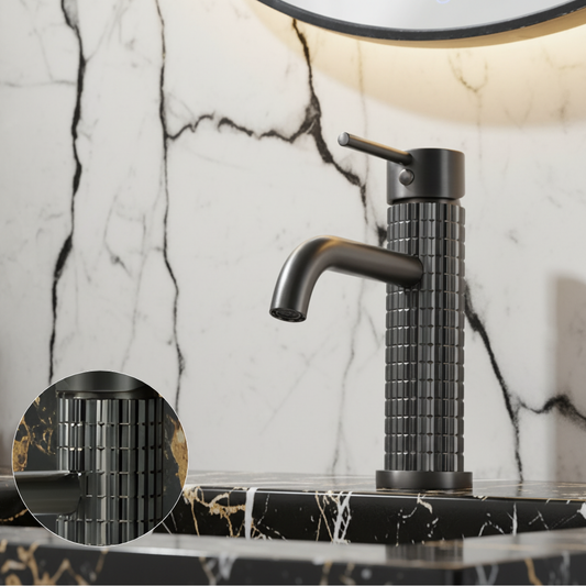 Angelica Deck-Mounted Basin Tap — Gunmetal Grey