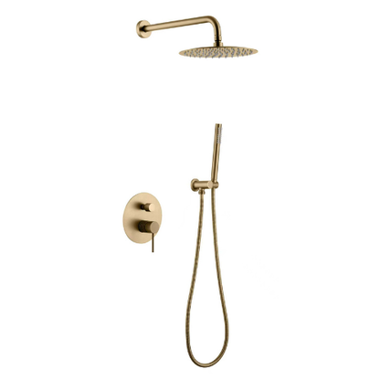 Inbouw Regendoucheset Angelica – Staafhanddouche – Geborsteld goud - Incl. inbouwdeel