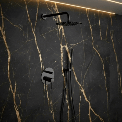 Inbouw Regendoucheset Angelica – Staafhanddouche – Mat zwart - Incl. inbouwdeel