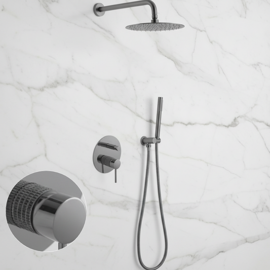 Système de douche encastré Angelica — Douche à effet pluie et douchette à main — Gunmetal Grey