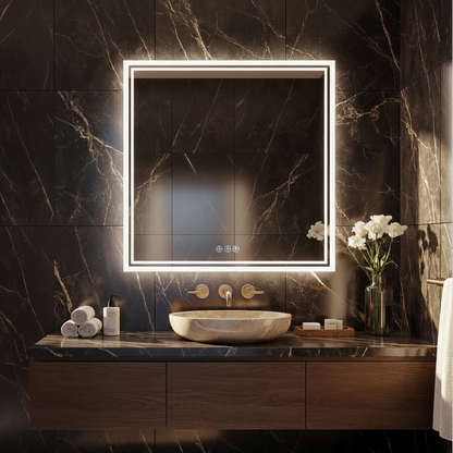 Miroir de salle de bain LED Nico — 80 x 80 cm